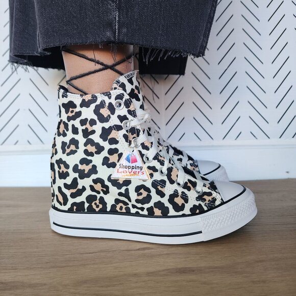 ❤️Converse Chuck Taylor Wedge Platform Leopard Sz 11 Women's Shoes Black A14938C - Picture 3 of 10